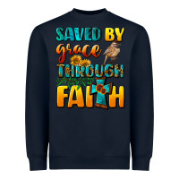 Navy saved by grace through faith Heavyweight Sweatshirt - NancyCooperArtShop