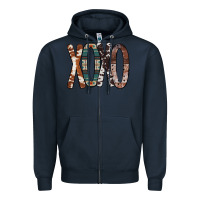 Navy Xoxo Leopard Heart Zipper Hoodie - Bettercallsaul