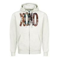 Oatmeal Heather Xoxo Leopard Heart Zipper Hoodie - Bettercallsaul