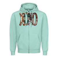 Seafoam Xoxo Leopard Heart Zipper Hoodie - Bettercallsaul