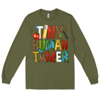 Army Green tiny human tamer Long Sleeve Tee - NancyCooperArtShop
