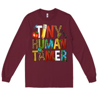 Burgundy tiny human tamer Long Sleeve Tee - NancyCooperArtShop