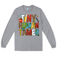 Heather Grey tiny human tamer Long Sleeve Tee - NancyCooperArtShop