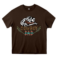 Chocolate Brown cowboy dad Heavy Core Tee - CowhideDigitalArt
