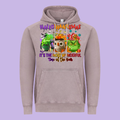 Hallothanksmas Vintage Hoodie Designed By Nancycooperartshop