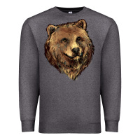 Charcoal Heather Grizzly Bear Head Premium Sweatshirt - HowdyJamesFarm