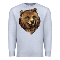 Heather Grey Grizzly Bear Head Premium Sweatshirt - HowdyJamesFarm