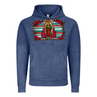 Vintage Denim lady of guadalupe serape and roses Vintage Hoodie - Jasminsmagicworld