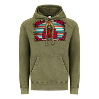 Vintage Olive lady of guadalupe serape and roses Vintage Hoodie - Jasminsmagicworld