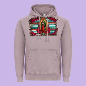Lady Of Guadalupe Serape And Roses Vintage Hoodie Designed By Jasminsmagicworld
