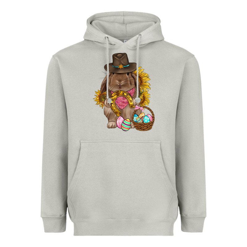 Western Rabbit With Sunflowers Easter Day Heavyweight Hoodie by HowdyJamesFarm | Teevron