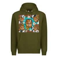 Army Green lion with leopard and cowhide pattern Premium Hoodie - TumblerDesignByShophia