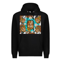 Black lion with leopard and cowhide pattern Premium Hoodie - TumblerDesignByShophia