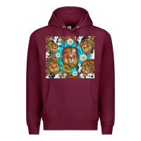 Lion With Leopard And Cowhide Pattern Premium Hoodie | Teevron