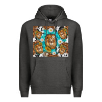 Charcoal Heather lion with leopard and cowhide pattern Premium Hoodie - TumblerDesignByShophia