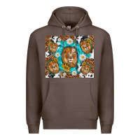 Coffee lion with leopard and cowhide pattern Premium Hoodie - TumblerDesignByShophia