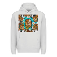 Dove Grey lion with leopard and cowhide pattern Premium Hoodie - TumblerDesignByShophia