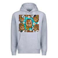 Heather Grey lion with leopard and cowhide pattern Premium Hoodie - TumblerDesignByShophia