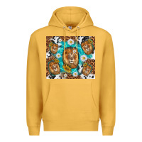 Mustard lion with leopard and cowhide pattern Premium Hoodie - TumblerDesignByShophia