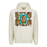 Oatmeal Heather lion with leopard and cowhide pattern Premium Hoodie - TumblerDesignByShophia