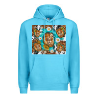 Ocean Blue lion with leopard and cowhide pattern Premium Hoodie - TumblerDesignByShophia