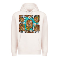 Pale Pink lion with leopard and cowhide pattern Premium Hoodie - TumblerDesignByShophia