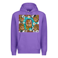 Purple lion with leopard and cowhide pattern Premium Hoodie - TumblerDesignByShophia