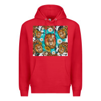 Red lion with leopard and cowhide pattern Premium Hoodie - TumblerDesignByShophia