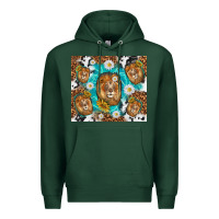 Sports Green lion with leopard and cowhide pattern Premium Hoodie - TumblerDesignByShophia