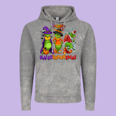 Happy Hallothanksmas Vintage Hoodie Designed By Nancycooperartshop