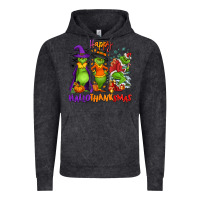Vintage Black Happy Hallothanksmas Vintage Hoodie - NancyCooperArtShop