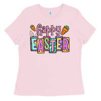 Bubblegum Pink Easter Day Happy Easter Ladies Tee - OliviaCreatesArt