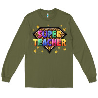Army Green super teacher with leopard Long Sleeve Tee - NancyCooperArtShop