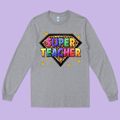 Super Teacher With Leopard Long Sleeve Tee Designed By Nancycooperartshop