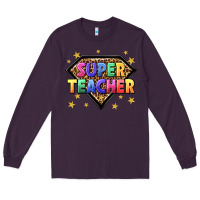 Plum super teacher with leopard Long Sleeve Tee - NancyCooperArtShop