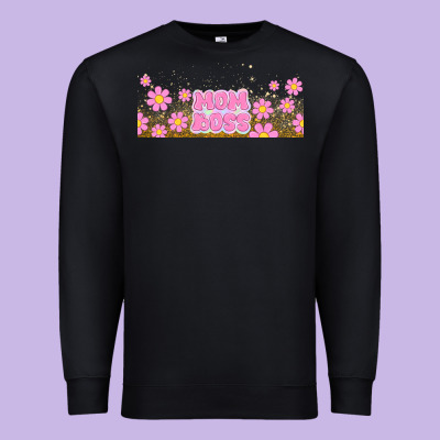 Mom Boss Daisies Premium Sweatshirt Designed By Tumblerdesignbyshophia