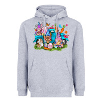 Heather Grey Easter gnomies with truck Easter Day Heavyweight Hoodie - HowdyJamesFarm