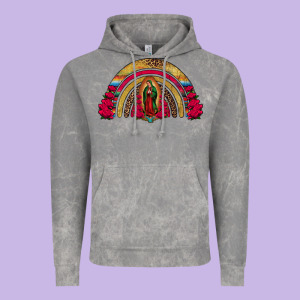 Lady Of Guadalupe Rainbow Vintage Hoodie Designed By Jasminsmagicworld