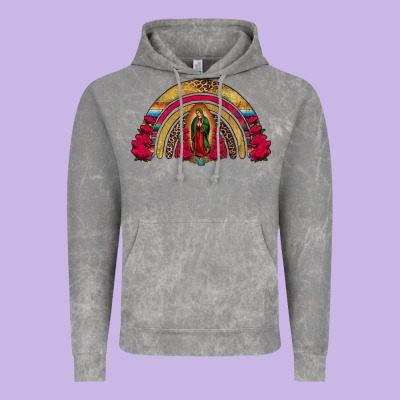 Lady Of Guadalupe Rainbow Vintage Hoodie Designed By Jasminsmagicworld