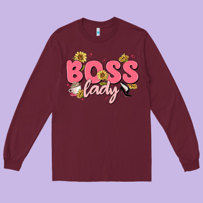 Boss Lady Long Sleeve Tee Designed By Maliassmallbusiness