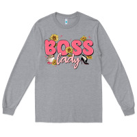 Heather Grey boss lady Long Sleeve Tee - MaliasSmallBusiness