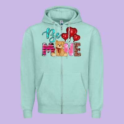 Valentine's Day Be Mine Tedybear Zipper Hoodie Designed By Ranaportraitstore