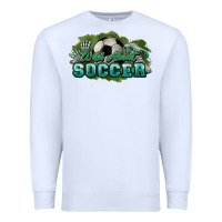 White Wild about Soccer Premium Sweatshirt - HowdyJamesFarm