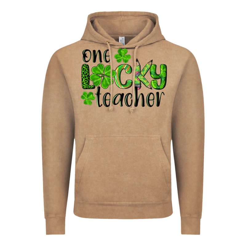 St. Patrick's Day One Lucky Teacher Vintage Hoodie by RanaPortraitStore | Teevron