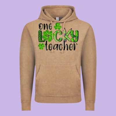 St. Patrick's Day One Lucky Teacher Vintage Hoodie Designed By Ranaportraitstore