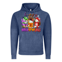 Vintage Denim Happy Hallothanksmas coffee cups Vintage Hoodie - NancyCooperArtShop