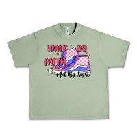 Oil Green walk by faith Urban Heavy Tee - MaliasSmallBusiness
