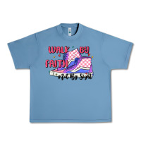 Pebble Blue walk by faith Urban Heavy Tee - MaliasSmallBusiness