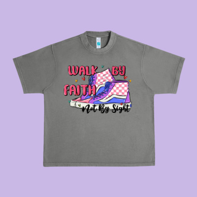Walk By Faith Urban Heavy Tee Designed By Maliassmallbusiness