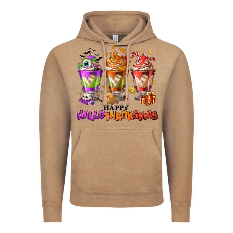 Happy Hallothanksmas Coffee Cups Vintage Hoodie by NancyCooperArtShop | Teevron